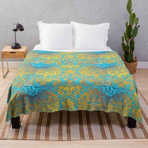 Item preview, Thibaut Damask Textile Print in blue/gold designed and sold by CMooreWorx.