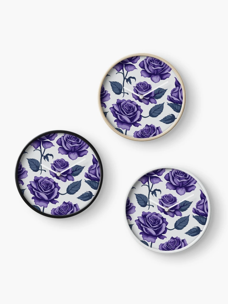 Thumbnail 3 of 4, Clock, Purple Roses designed and sold by GraphicsClub.