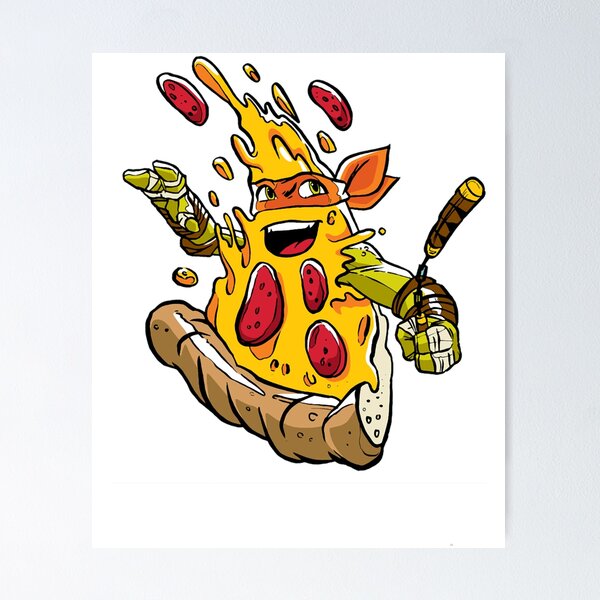 Baby Ninja turtles eating pizza | Poster