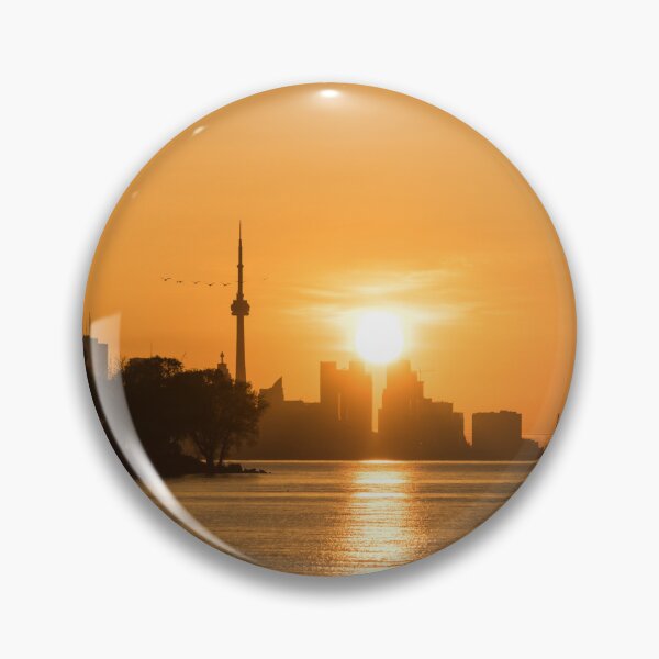 Item preview, Silhouettes and Bird Flocks - Brilliant Sunup Behind Toronto Skyscrapers designed and sold by Georgia Mizuleva.