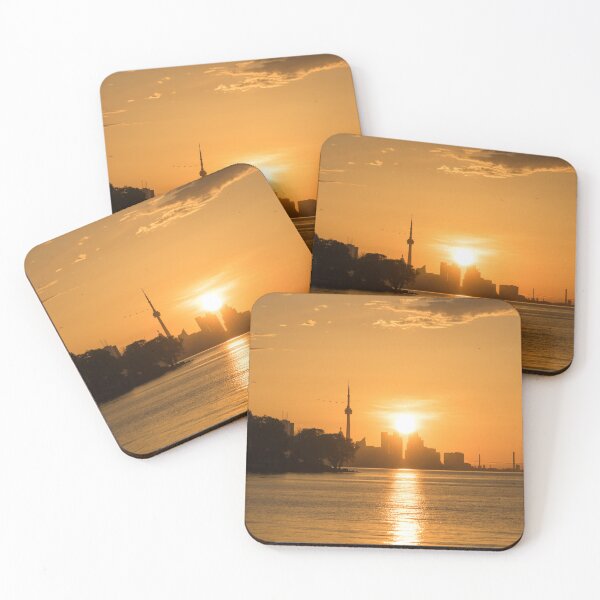 Item preview, Silhouettes and Bird Flocks - Brilliant Sunup Behind Toronto Skyscrapers designed and sold by Georgia Mizuleva.