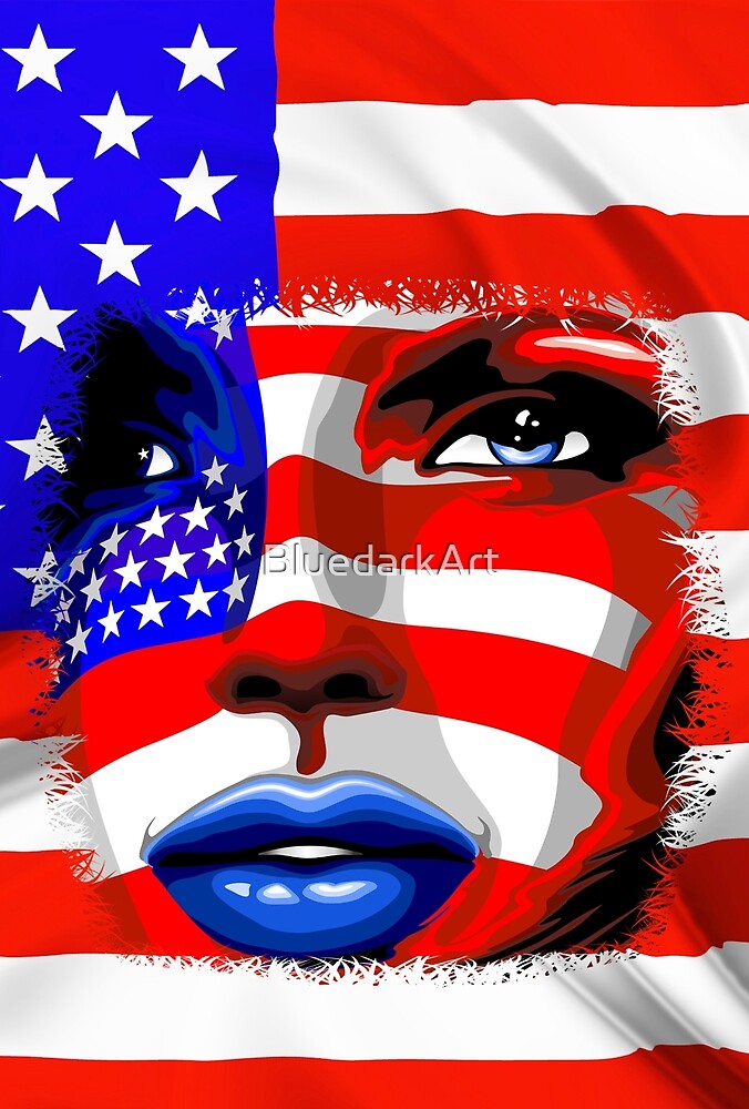 Usa Flag on Girl's Face by BluedarkArt