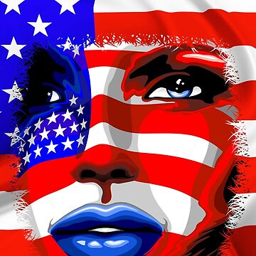 Artwork thumbnail, Usa Flag on Girl's Face by BluedarkArt