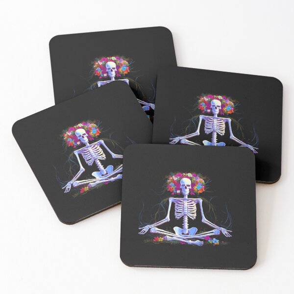 Item preview, Meditating skeleton with flowers and energy flowing around designed and sold by R-reflections.