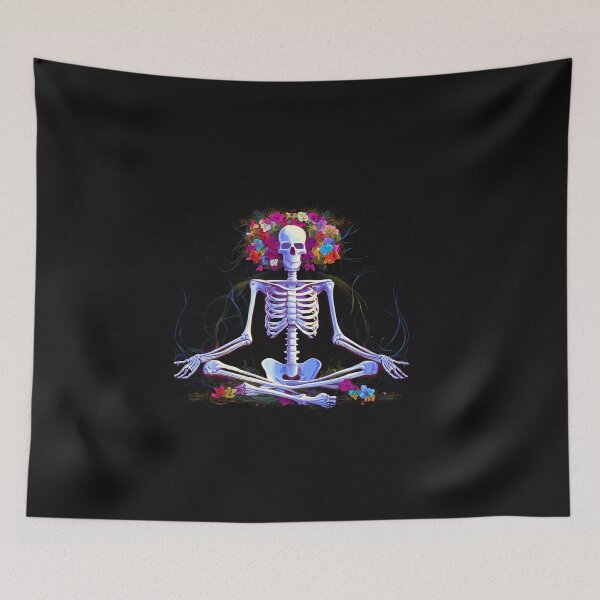 Item preview, Meditating skeleton with flowers and energy flowing around designed and sold by R-reflections.
