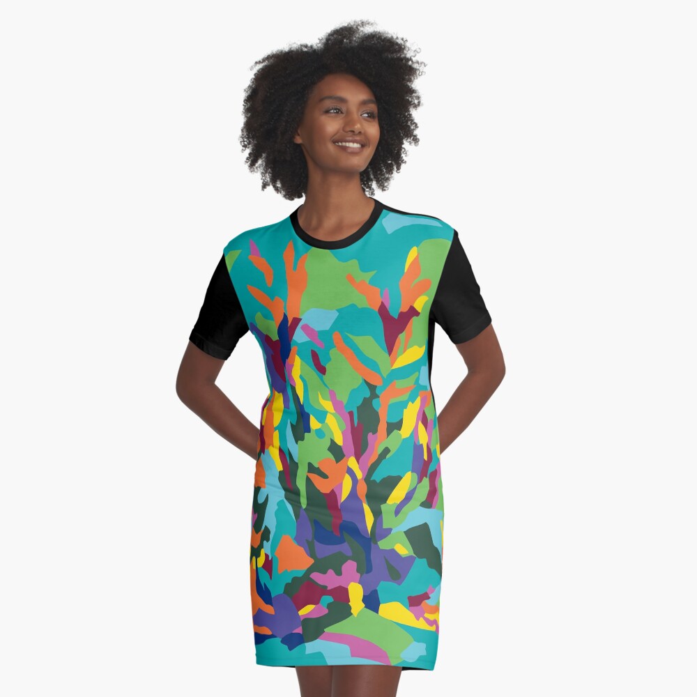 Tropic Paradise Graphic T-Shirt Dress