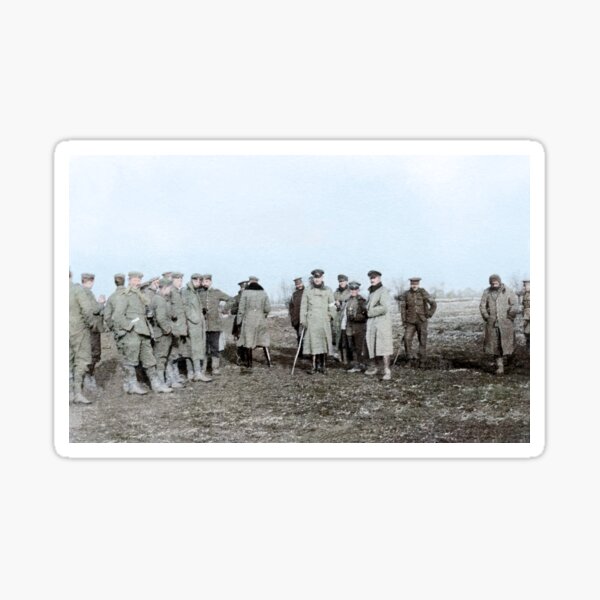 British and German troops in the Christmas Truce, 1914. Sticker