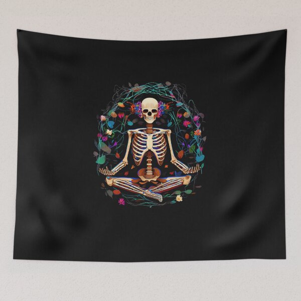 Item preview, Meditating skeleton with flowers and energy flowing around designed and sold by R-reflections.