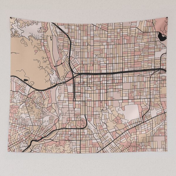 Item preview, Pasadena Map Pattern in Soft Pink Pastels designed and sold by PatternMaps.
