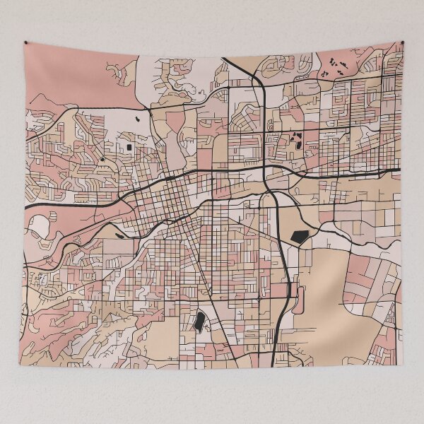 Artikelvorschau, Reno-Kartenmuster in zartrosa Pastelltönen entworfen und verkauft von PatternMaps.