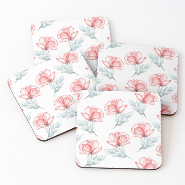 Item preview, Red transparent roses watercolor print Translucent spring flowers romantic composition designed and sold by likapix.