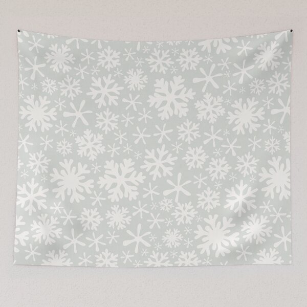 Item preview, Silver Christmas snowflakes on white grey snow winter wonderland designed and sold by blomastudios.