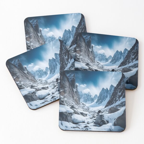 Item preview, mountain landscape photo of a steep couloir in a high alpine environment designed and sold by aiartbay.