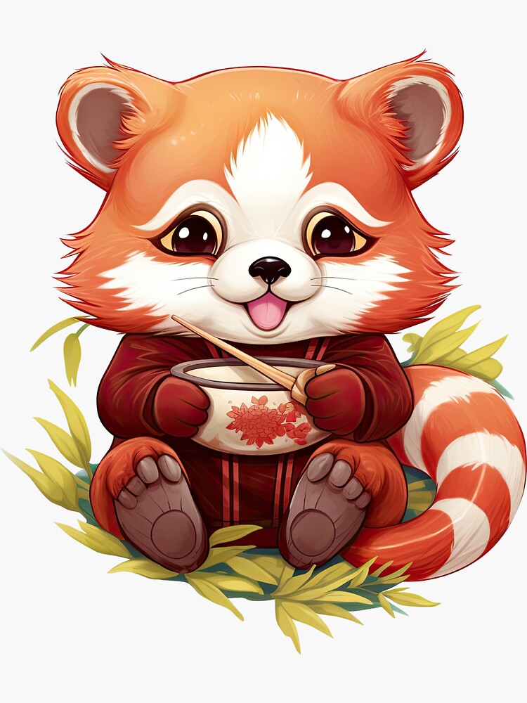 Cute Red Panda Drinking Cup of Black Coffee Sticker for Sale by eyestetix