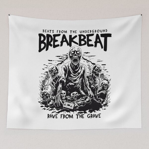 Artikelvorschau, BREAKBEAT - Halloween Rave From The Grave (schwarz) entworfen und verkauft von Discothreadz.