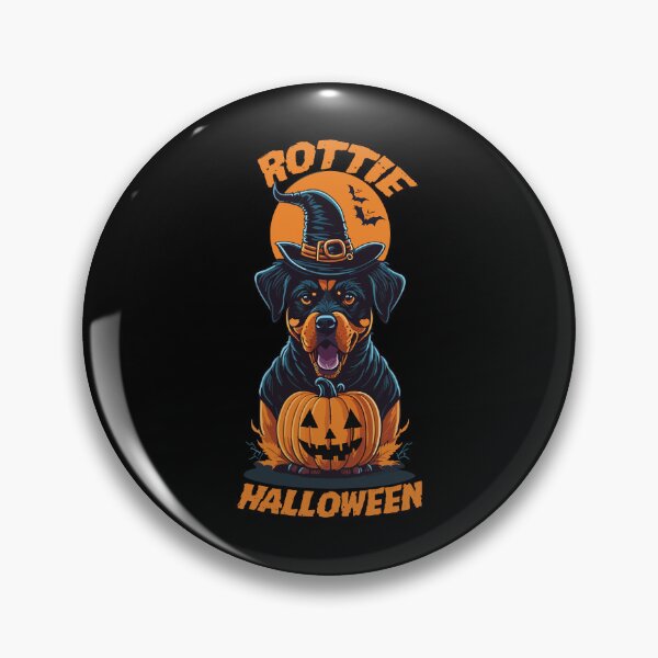 Artikelvorschau, Rottweiler mit Hexenhut und Kürbis-Rottie zu Halloween entworfen und verkauft von Peculiarts.