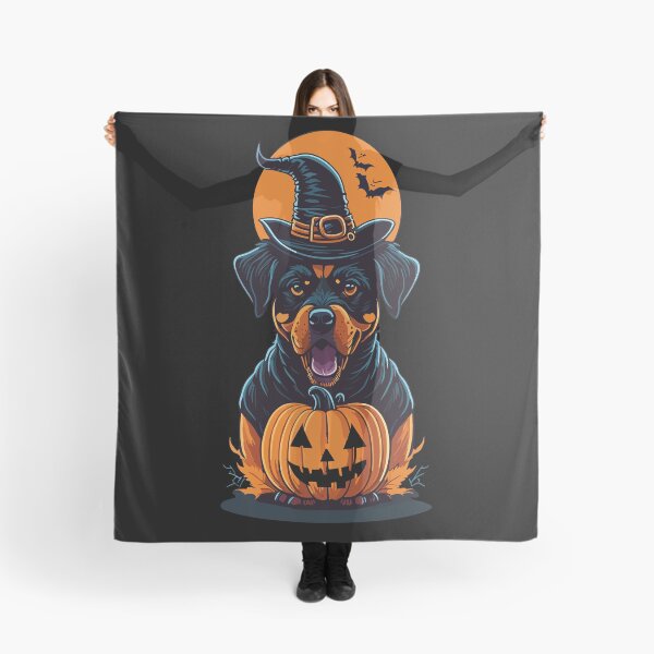 Artikelvorschau, Rottweiler trägt Hexenhut mit Kürbis-Rottweiler-Hund Halloween entworfen und verkauft von Peculiarts.