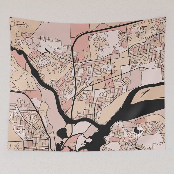 Item preview, Gatineau Map Pattern in Soft Pink Pastels designed and sold by PatternMaps.