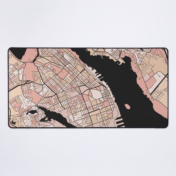 Artikelvorschau, Halifax-Kartenmuster in zartrosa Pastelltönen entworfen und verkauft von PatternMaps.