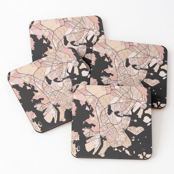 Item preview, Helsinki Map Pattern in Soft Pink Pastels designed and sold by PatternMaps.