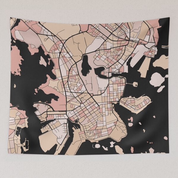 Item preview, Helsinki Map Pattern in Soft Pink Pastels designed and sold by PatternMaps.