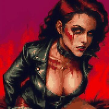 Artwork thumbnail, Rocker Horror Zombie Retro Pixel Art Redhead Girl by 8bitglam
