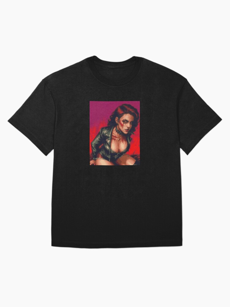 Thumbnail 3 of 7, Oversized T-Shirt, Rocker Horror Zombie Retro Pixel Art Redhead Girl designed and sold by 8bitglam.