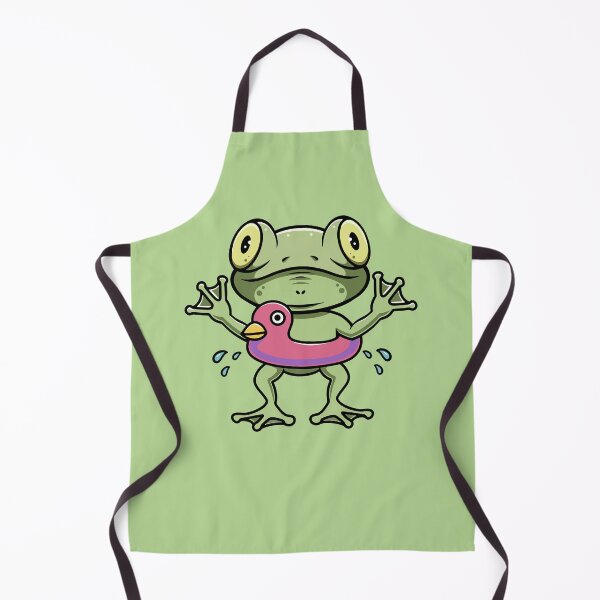 Item preview, Cute frog wearing duck floater cartoon illustration designed and sold by cubbone.
