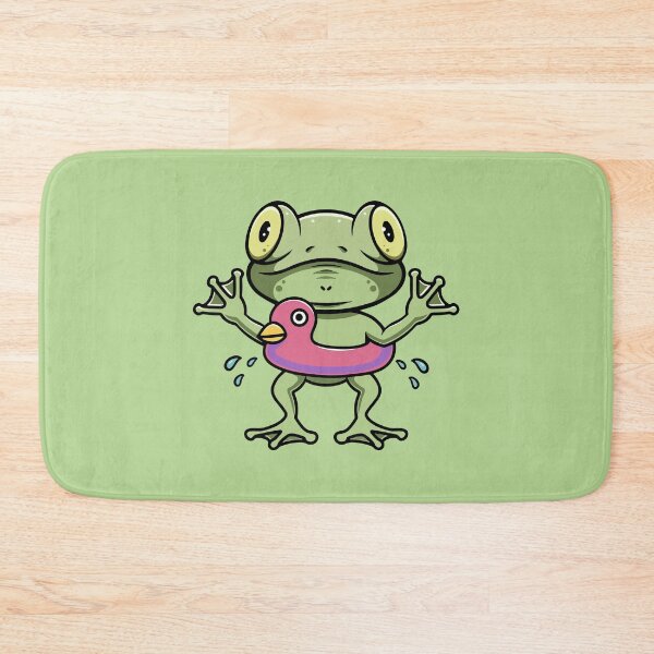 Item preview, Cute frog wearing duck floater cartoon illustration designed and sold by cubbone.
