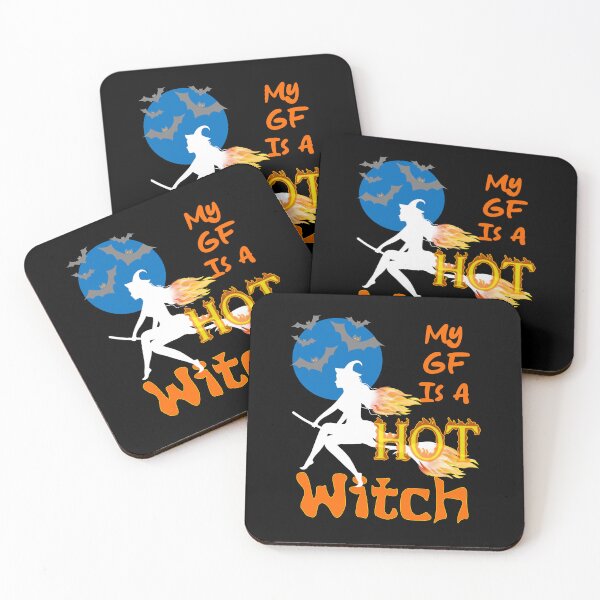 Item preview, My GF (Girlfriend) IS A HOT WITCH - Witch With Hair And Broom On Fire - Blue Moon designed and sold by Oaks Creations.