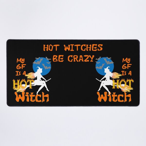 Item preview, My GF (Girlfriend) IS A HOT WITCH - Witch With Hair And Broom On Fire - Blue Moon designed and sold by Oaks Creations.