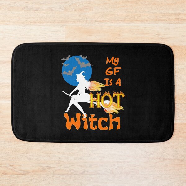 Item preview, My GF (Girlfriend) IS A HOT WITCH - Witch With Hair And Broom On Fire - Blue Moon designed and sold by Oaks Creations.