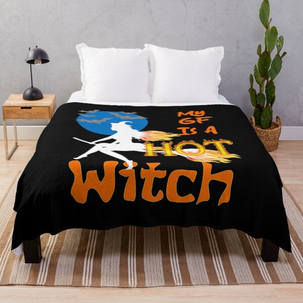 Item preview, My GF (Girlfriend) IS A HOT WITCH - Witch With Hair And Broom On Fire - Blue Moon designed and sold by Oaks Creations.
