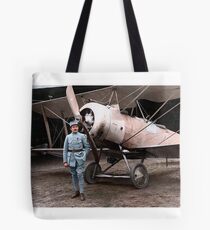 French pilot Justine Usse with his Sopwith Camel, 1917 Tote Bag