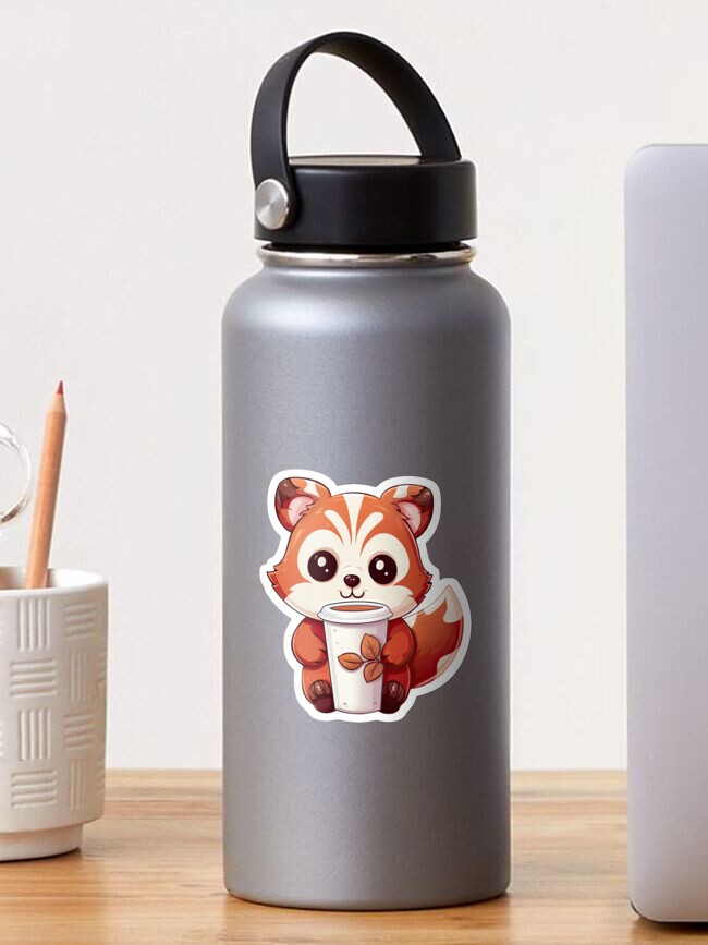 Cute Red Panda Drinking Cup of Coffee Sticker for Sale by eyestetix