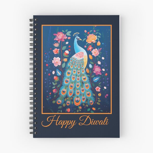 Item preview, Happy Diwali Blue Folk Art Peacock & Pink Flowers Deepavali Celebration designed and sold by Karen McFarland.