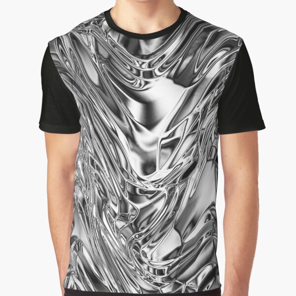 Silver Aluminium Molten Metal Digital Texture Graphic T-Shirt