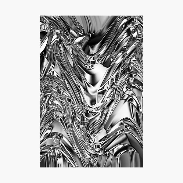 Silver Aluminium Molten Metal Digital Texture Photographic Print