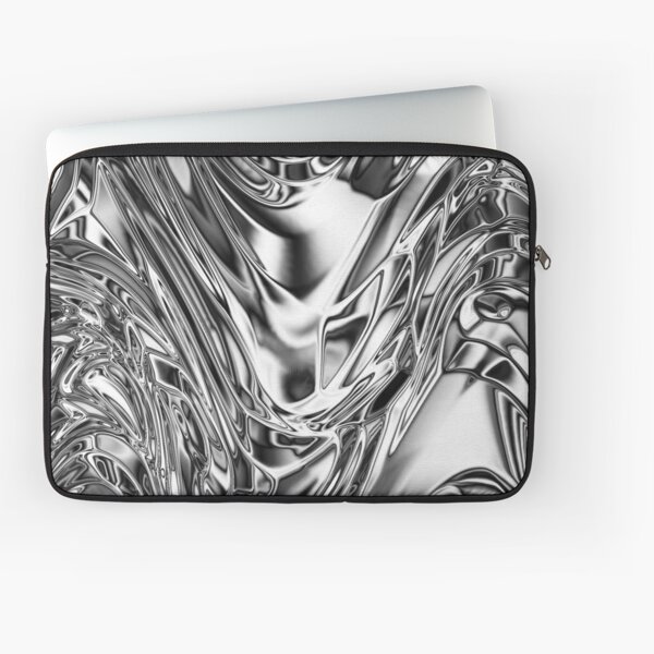 Silver Aluminium Molten Metal Digital Texture Laptop Sleeve