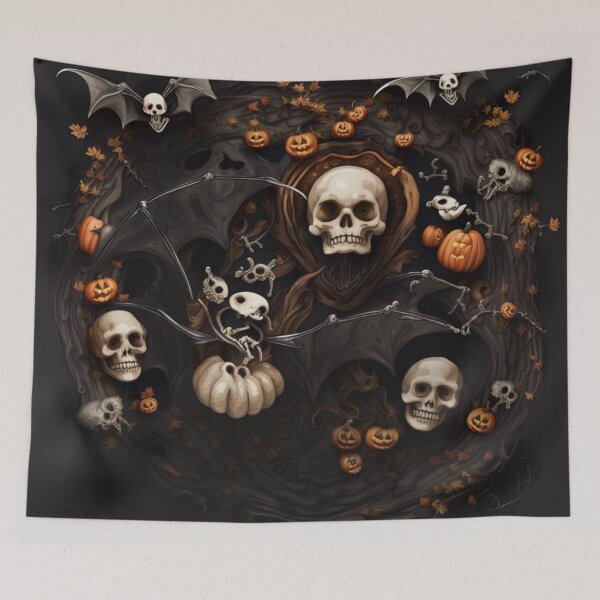Item preview, Halloween skulls, bats and pumpkins designed and sold by JackFreestone.