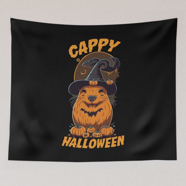 Item preview, Capy Halloween Capybara Wearing Witch Hat With Pumpkin designed and sold by Peculiarts.