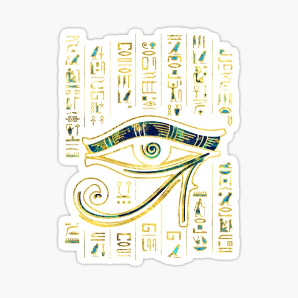 Item preview, Egyptian Eye of Horus  on hieroglyphics gold and marble designed and sold by k9printart.