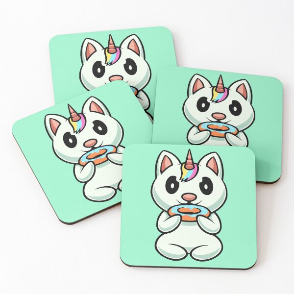 Item preview, Cute Unicorn cat eating donut cartoon icon illustration designed and sold by cubbone.
