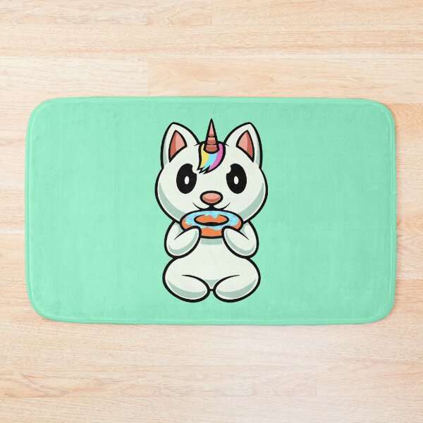 Item preview, Cute Unicorn cat eating donut cartoon icon illustration designed and sold by cubbone.
