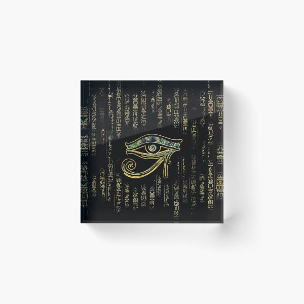 Item preview, Egyptian Eye of Horus  on hieroglyphics gold and marble designed and sold by k9printart.