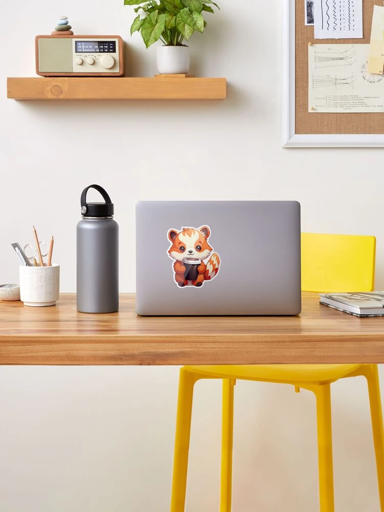 Cute Red Panda Drinking Cup of Black Coffee 2 Sticker for Sale by  eyestetix