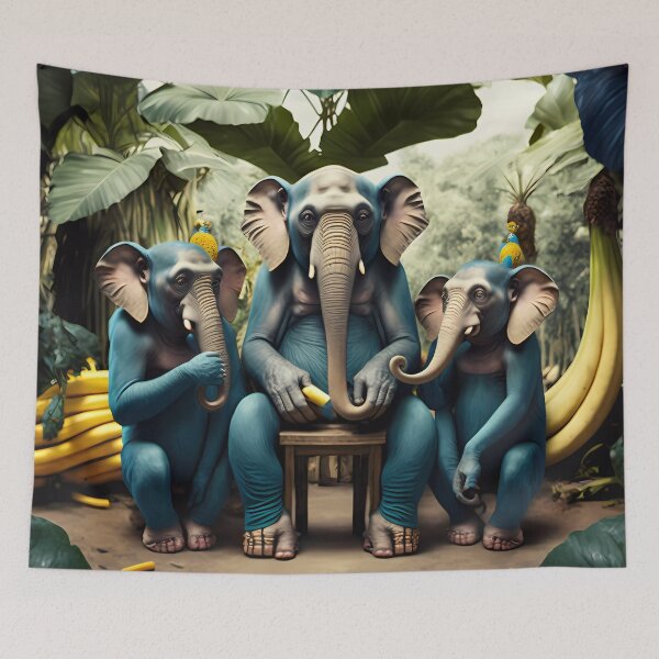 Aperçu de l'œuvre "Le Festin des Éléphants dans la Jungle" créée et vendue par Art-Vortex-fr.