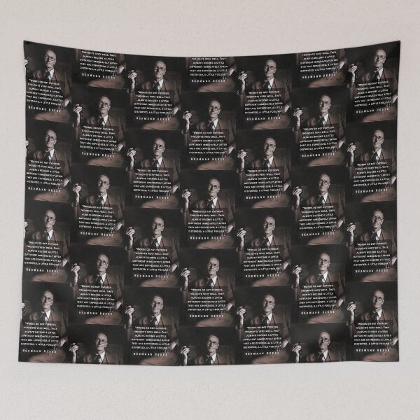Item preview, Hermann Hesse portrait and quote: Words do not express thoughts very well. They always become a little different ... a little foolish. designed and sold by artbleed.