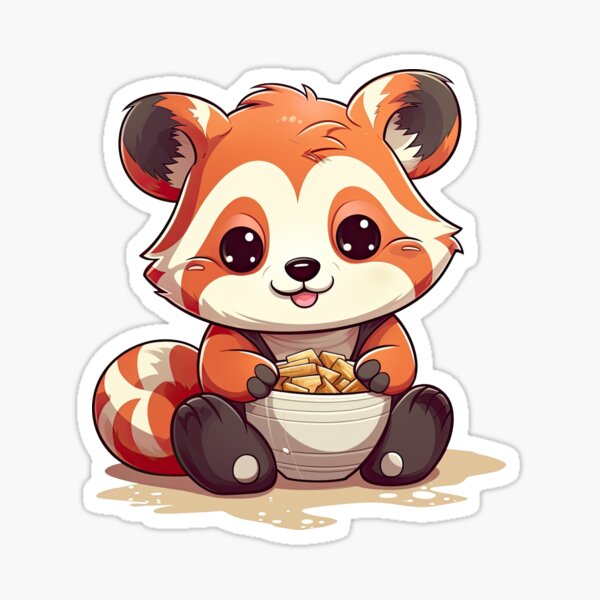 Cute Red Panda Drinking Cup of Coffee Sticker for Sale by eyestetix