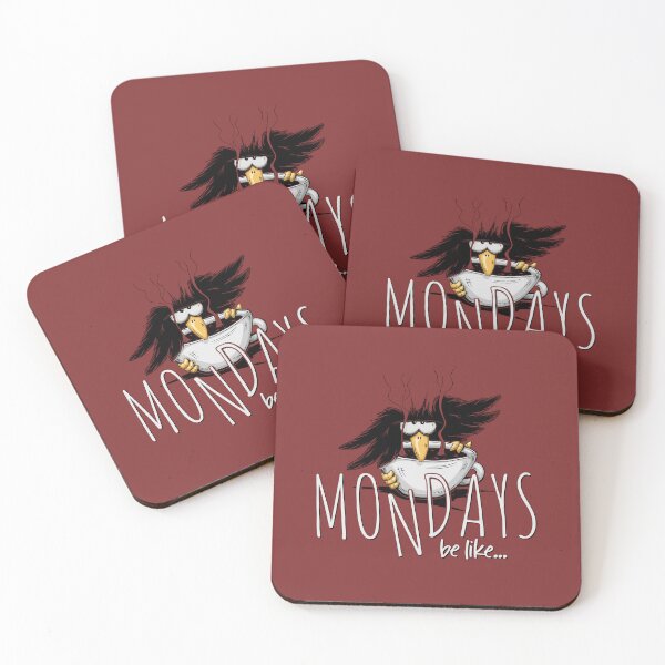 Item preview, Mondays Be Like Meme Grumpy Sarcastic Crow In Coffee Fun designed and sold by Skizzenmonster.
